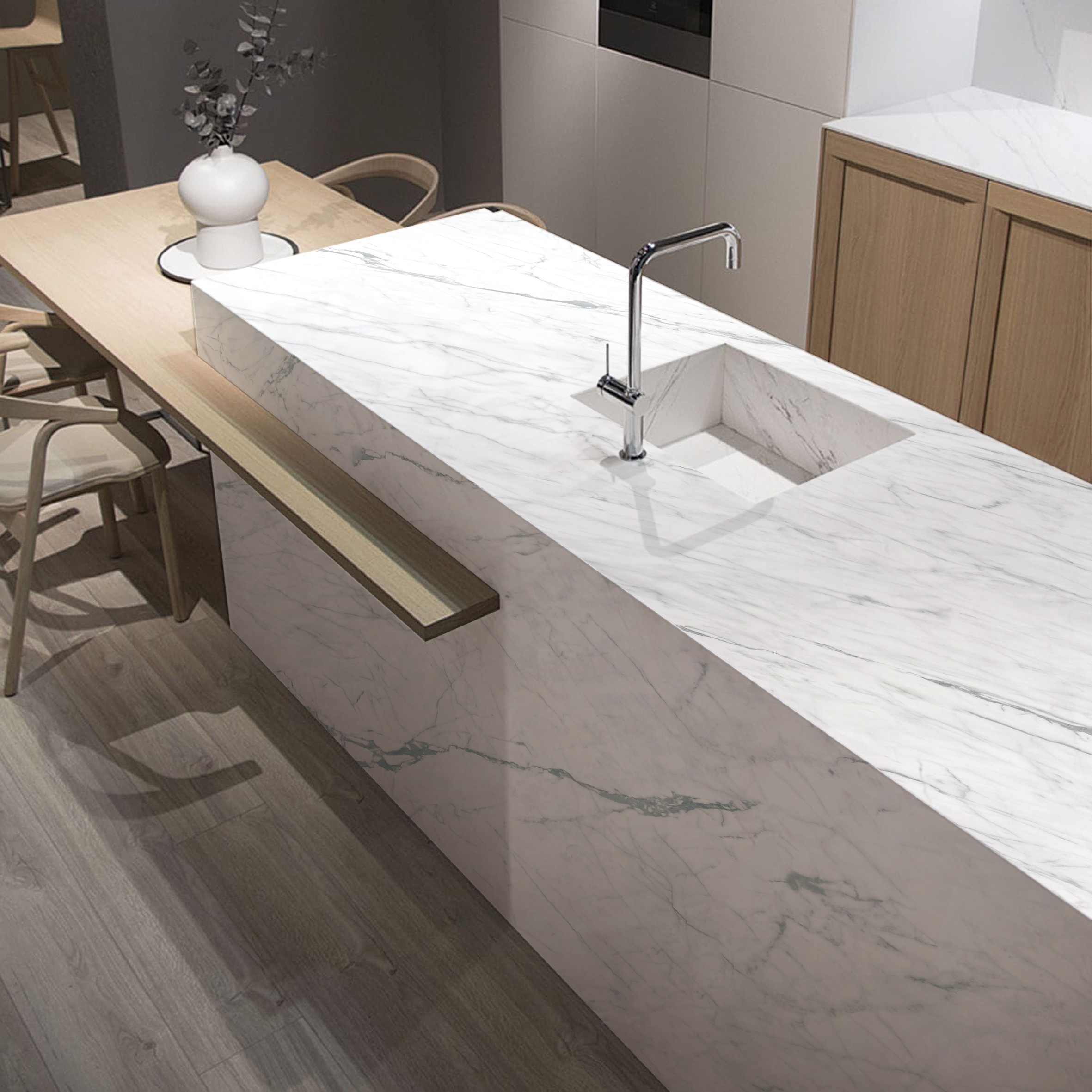 A professional polishing a countertop in Bangalore, enhancing durability and aesthetic appeal.